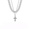 Cross Necklace Double Stacked Hip Hop Cold Style Men's Tide Sweater Chain ins Jewelry Titanium Steel Necklace