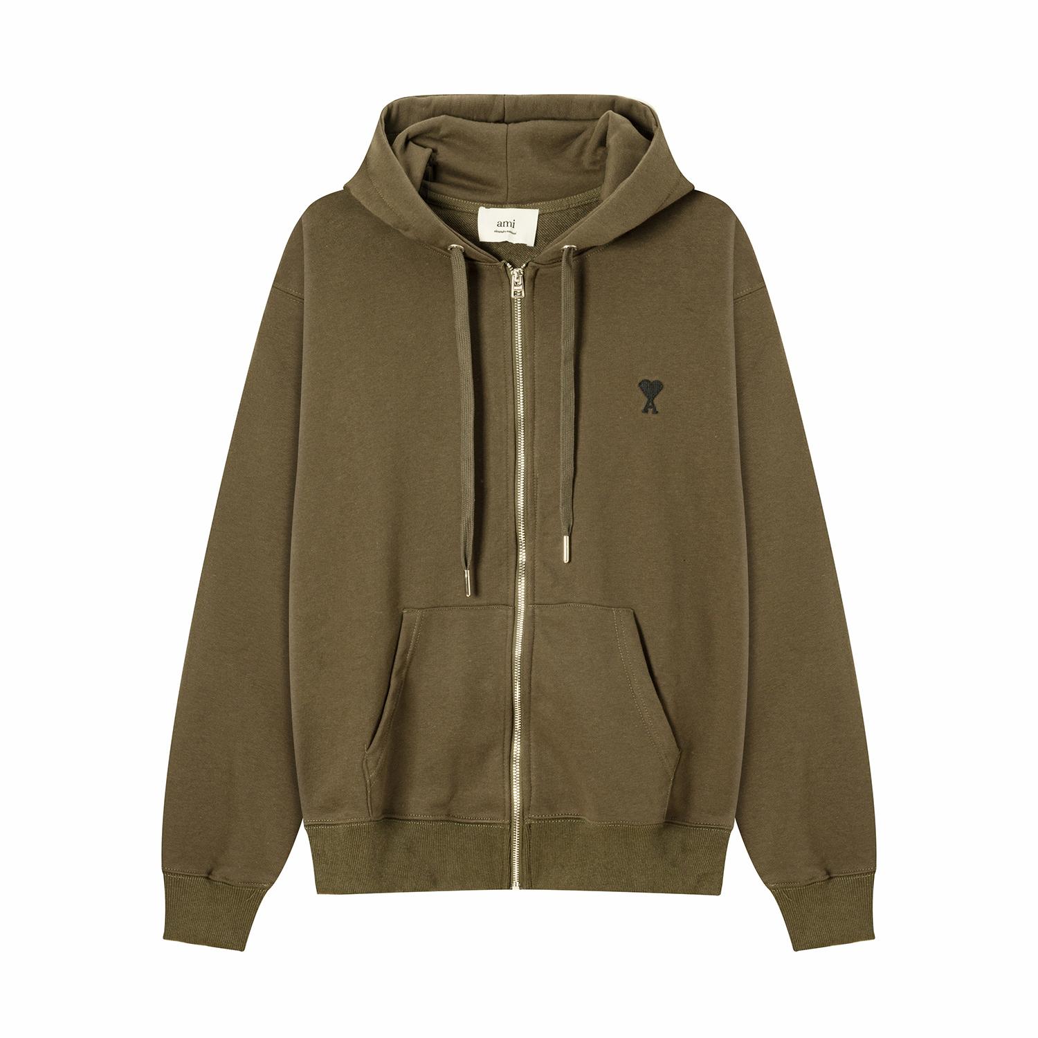 High Street Clothing 669 AMI Heren Herfst en Winter Nieuwe Geborduurde Rits Hoodie L