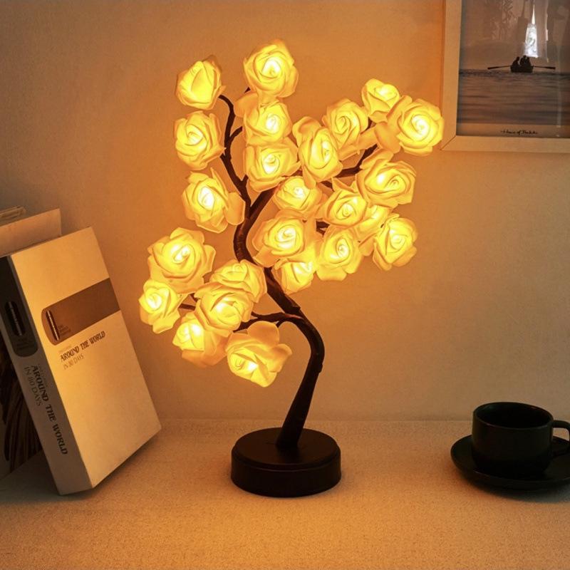 USB LED Rose Tree with Removable Base - Christmas Light & Night Decor