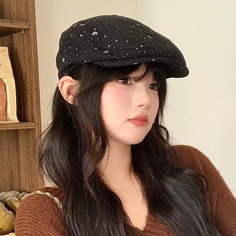 

Ранняя осень Шляпа Женская Милая Любовь Кепка Вперед Универсальная Премиальное Чувство Берет Показывает Лицо Маленькая Литературная Кепка Газетчика One Size