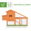 Garden Chicken Coop for 1-2 Chickens with Brooding Area, House and Open Space, Made of Wood and Metal, 179x67x115 Cm