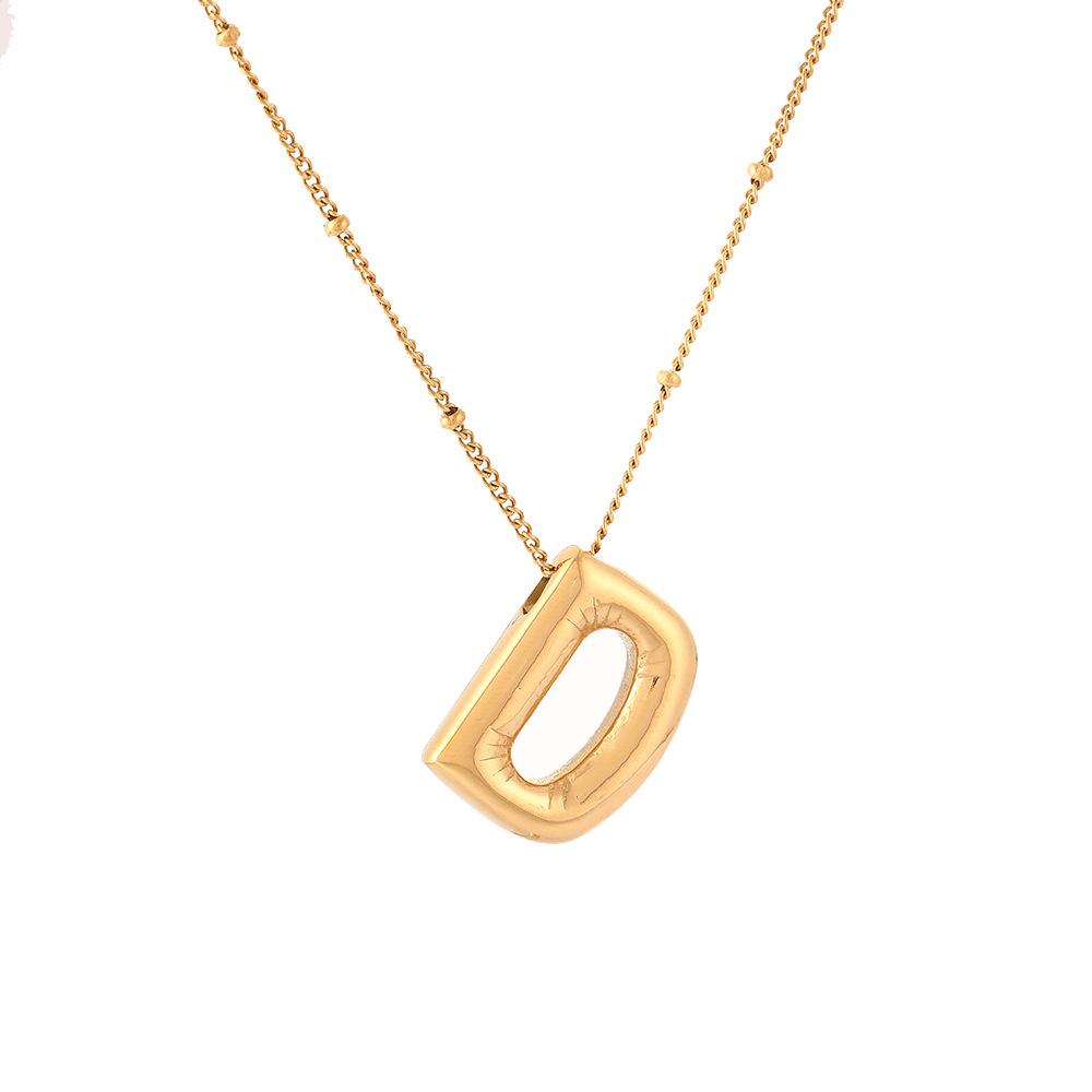 Stainless Steel 18K Gold Plated Alphabet Pendant Necklace