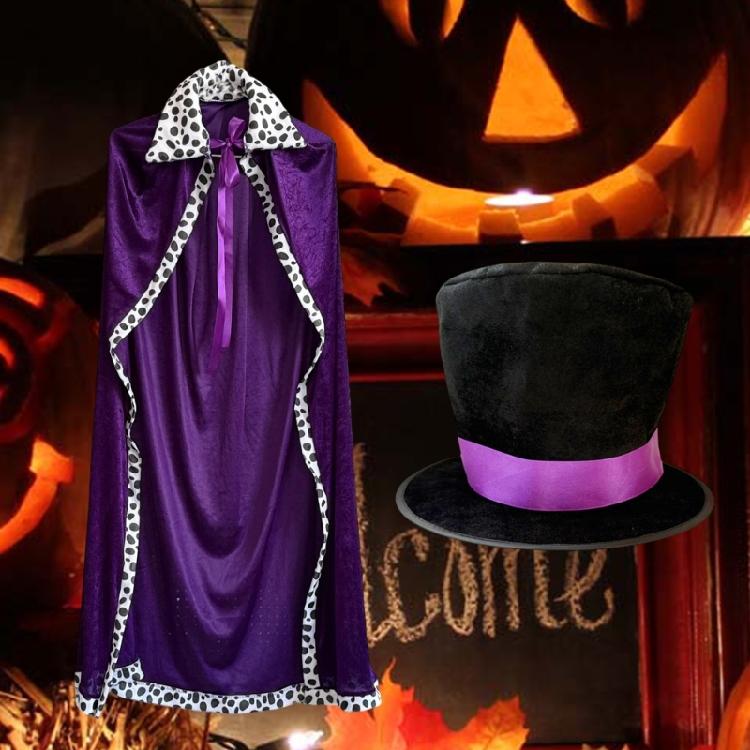 Themed King Queen Cape Costume Halloween Party Cloak Lightweight Polyester Design Theater Performances Hat