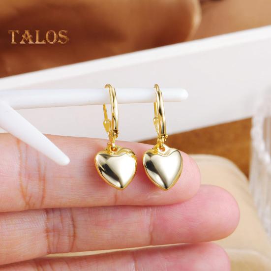 1 Pair Women Leverback Earrings Heart Pendant Polished Surface Solid Color Hanging Earrings for Dating Prom Parties Drop Earrings