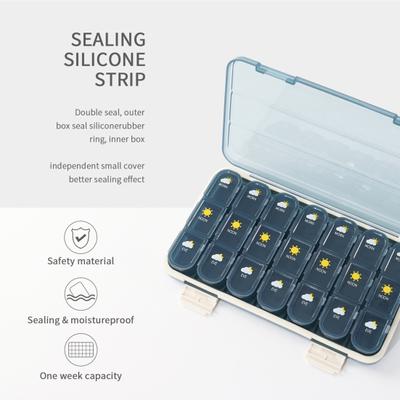 Pill Case Large Capacity Leak-proof 3/4 Times A Day Weekly Divided Pill Dispenser Household Supplies