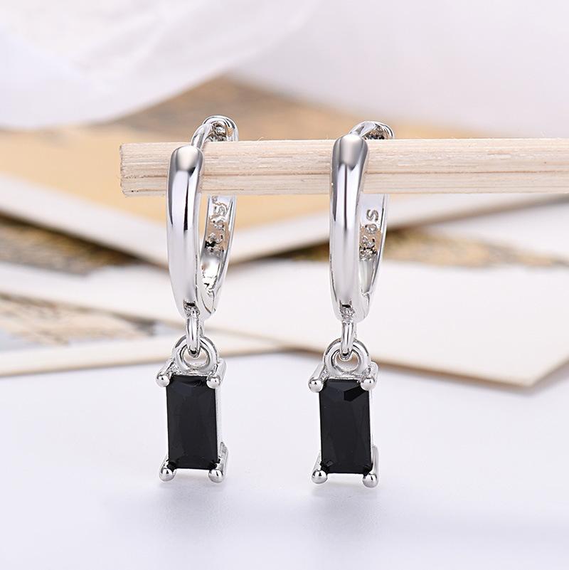 Rectangle Color Zircon Earrings, Simple, Fashionable And Exquisite Earrings.