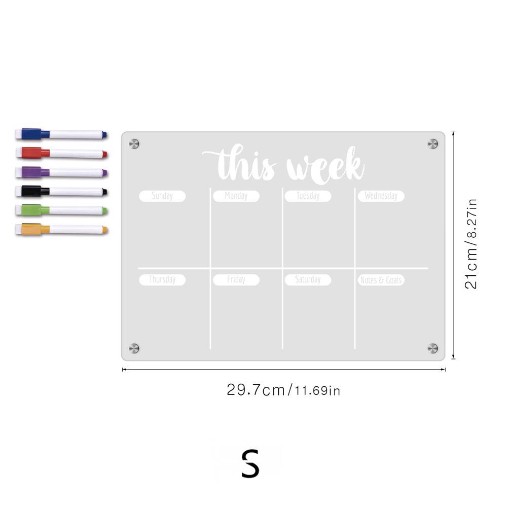 TYU367 Magnetic Acrylic Weekly Memo Board & Planner for Refrigerator