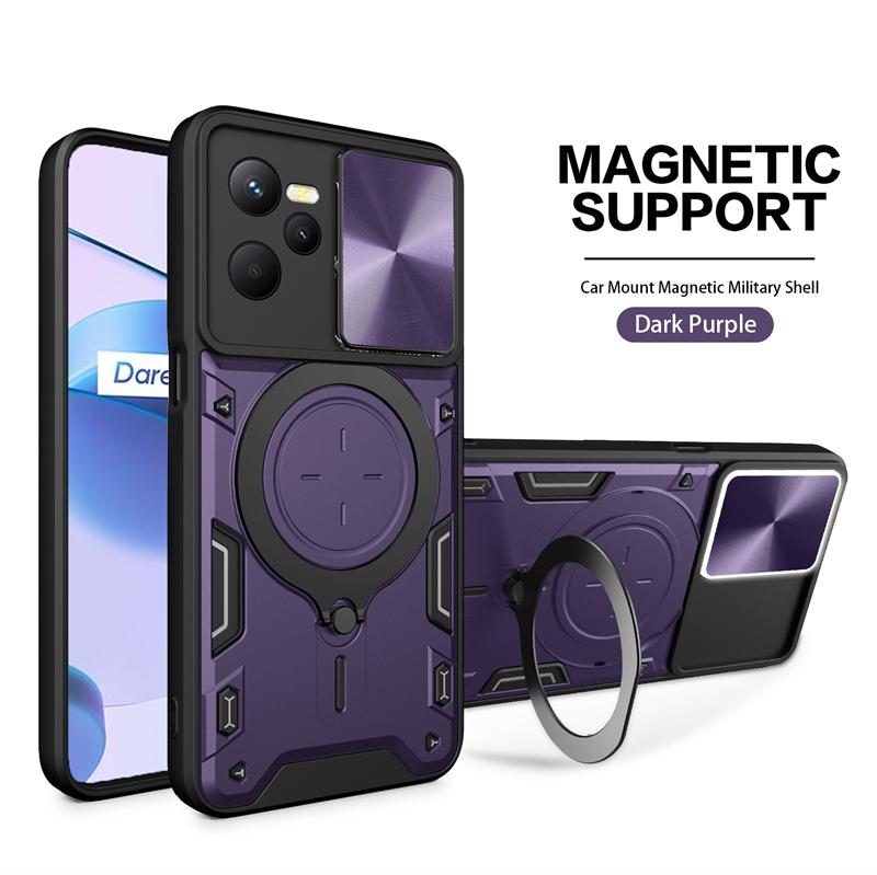 For OPPO Realme C33 C35 C55 Case Slide Camera Armor Phone Case For Realme C11 C20 C21Y C25Y C31 Magnetic Ring Stand Back Cover