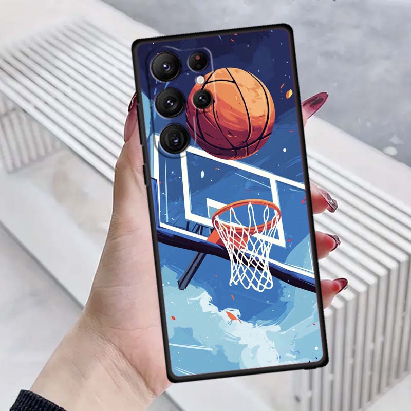 Sports Style Pattern Phone Case For Samsung Galaxy S26 S25 S24 S23 S22 S21 S20 Ultra Plus FE 5G Black Soft TPU