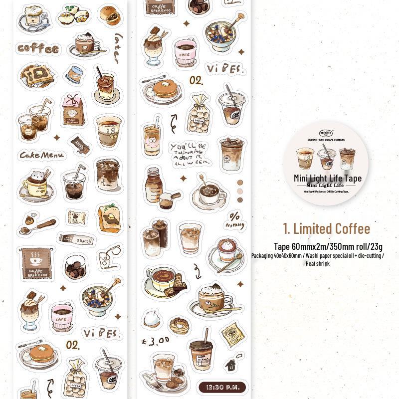 Twilight Oil & Paper Die-cut Adhesive Tape: Creative Retro Journal Stickers