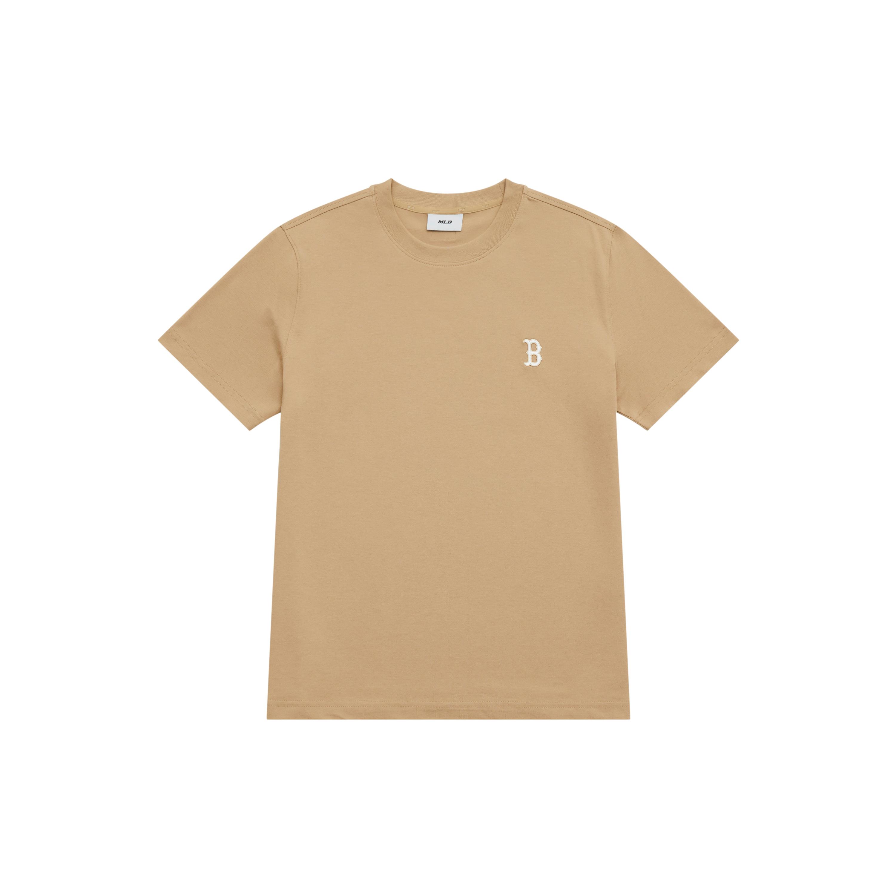MLB Boston Red Sox Basic Collection SS25 T Shirt Unisex Beige Yellow 3ATSB0153-43BGS XS