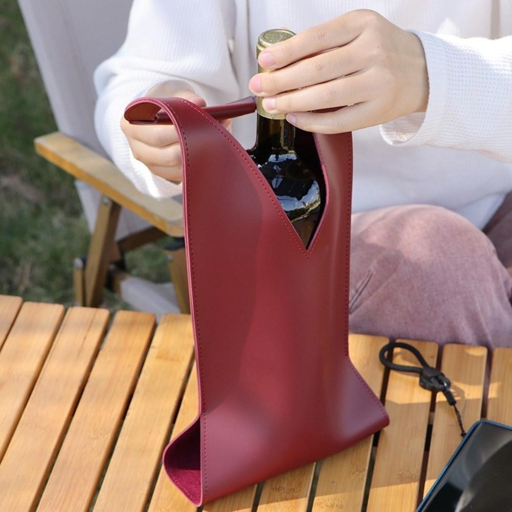 Waterproof Wine Tote Sturdy Handle Champagne Carrier Reusable Leather Wine Carrier  Wine Tasting