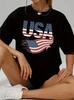 Comfortable Crew Neck Soft Adorable Tees Flag USA TShirt for Unisex Casual Short Sleeve Summer Casual Streetwear Tops Tees