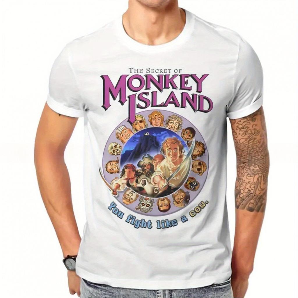 Tricou Vintage Gaming pentru Bărbați Secret of Monkey Island Tricou Grafic Retro Monkey Island cu Logo Monkey Island Fight Like A Girl