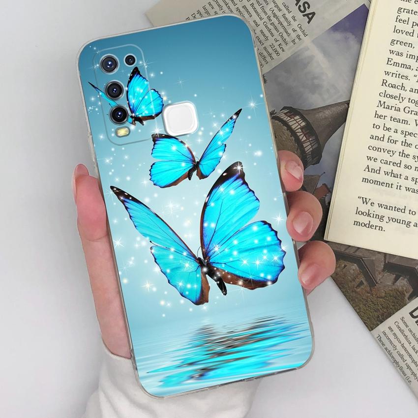 For Vivo Y55 Y91C Y91 Y78 Y67 Y73 Y75 Y50 Clear Phone Case Pretty Tulip Pattern Soft Silicone Upgraded Anti Slip Protective Shell For Vivo Bumper Bags