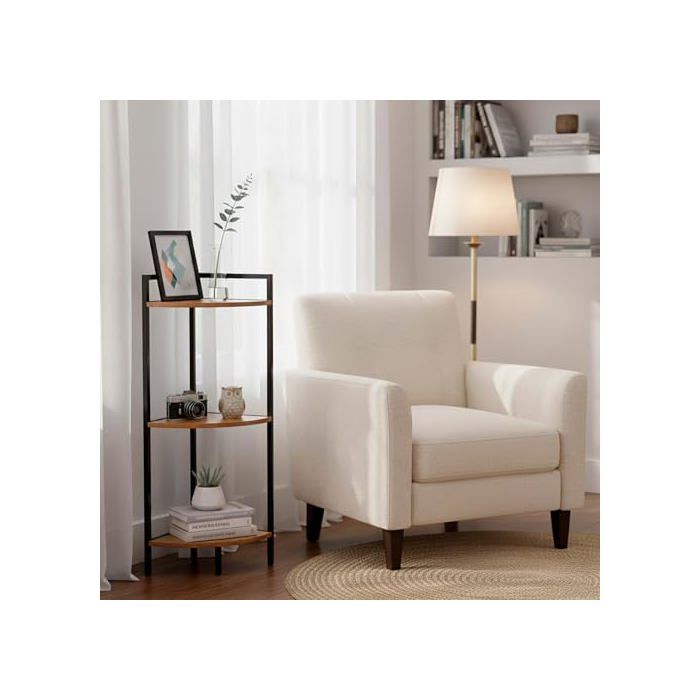 Étagère d'angle en bois - AKTIVE - 3 niveaux - Acier noir - 24x24x80 cm - Capacité 6 kg - Montage sans outil