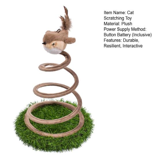 Cat Scratching Toys Spring Teaser Stick with Sound Birds Interactive Cat Toy Bite Resistant Plush Sparrow for Indoor Outdoor