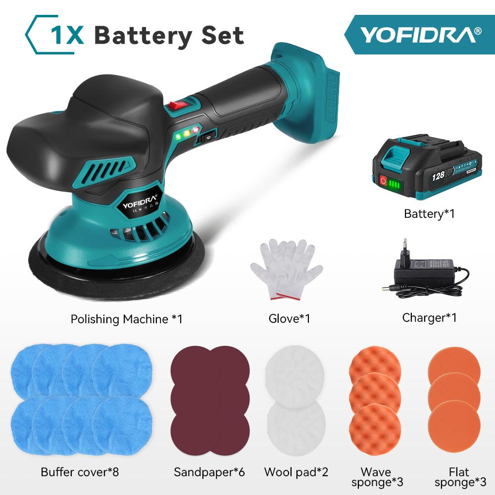 YOFIDRA 6 Gears Car Polisher 7000rpm Electric Polish Automobile  Polishing Sealing Glaze Machine Rotary Tool For 21V 18V Battery