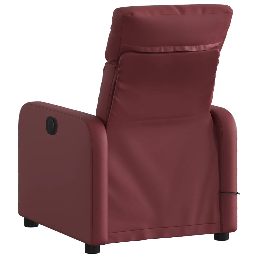 Vidaxl Reclining Massage Chair, Wine Red, Upholstered with Faux Leather