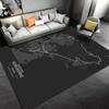 Nürburgring Track Map for Car Racing Enthusiasts Rug Suitable for Use As an Anti-slip Game Mat for Living Room and Bedroom Sofas