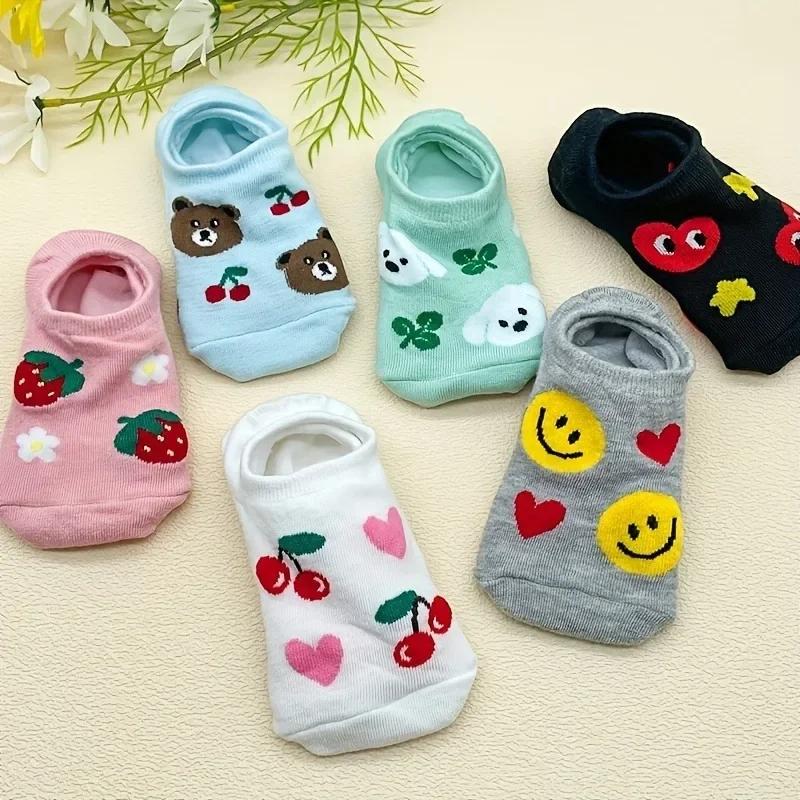 

6 Pairs Adorable Cartoon Concealed Women s Loafer Socks, Non-Slip Ankle Socks, Cozy Airy, Fall/Winter Outdoor/Indoor Sports Wear