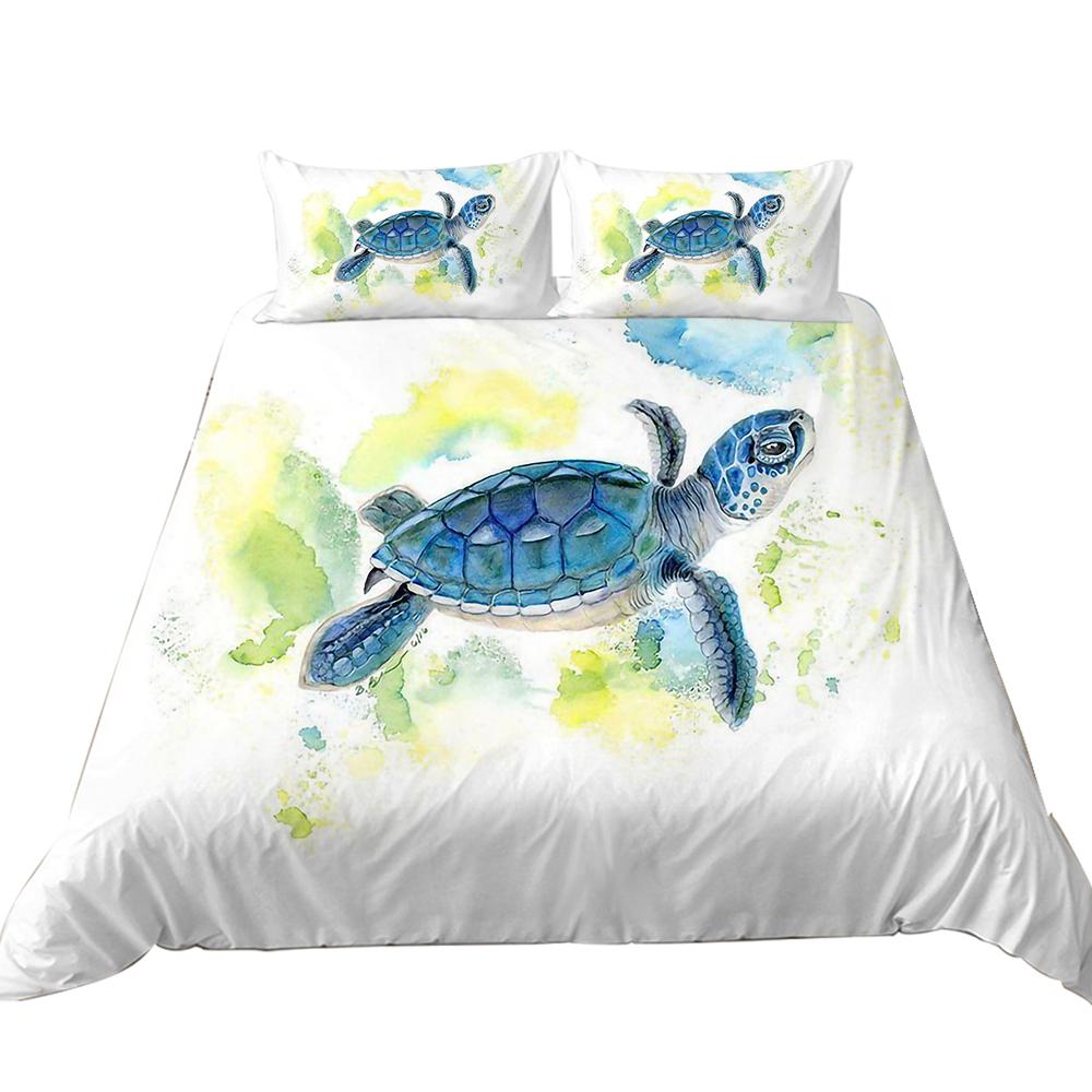 Sengetøy med skilpaddemønster Sengetrekk med putevar AU/EU/US Enkelt/Dobbel Full størrelse Hjemmesengetøy
