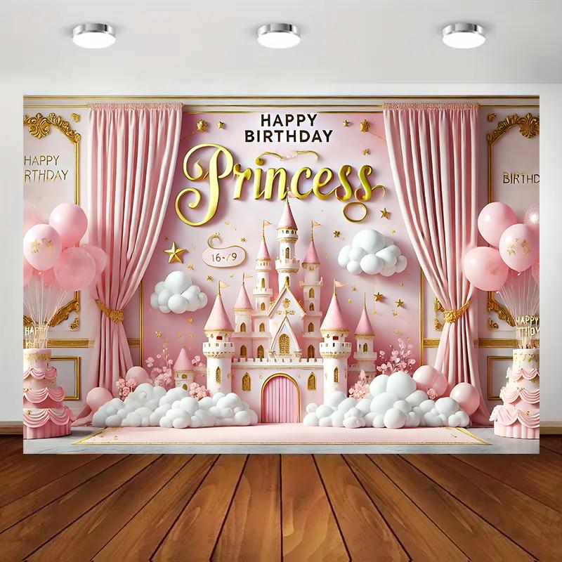 One Piece of Princess-themed Birthday Party Background Cloth, Which Is Brightly Colored and Suitable for Family Gatherings