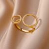 Zircon Double Circle Rings For Women Stainless Steel Adjustable Geometric Circle Ring Wedding Party Aesthetic Jewerly Gift Femme