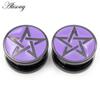 Alisouy 2PCS Stainless Steel Purple Star Screw Round Ear Gauges Tunnel Plug Expander Stretcher Earrings Piercing Body Jewelry