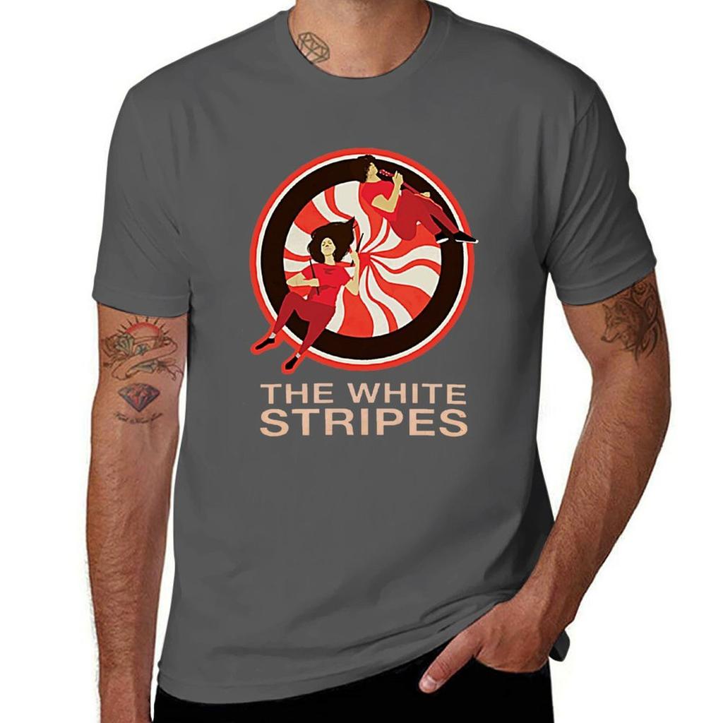 White Stripes TShirt Large Size Basic Casual TShirt