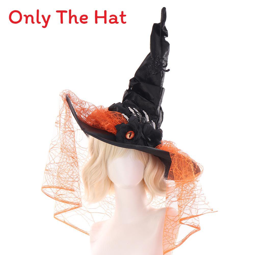 Halloween Witch Hat With Spider Embellishments For Party Cosplay And Dark Magic Decor