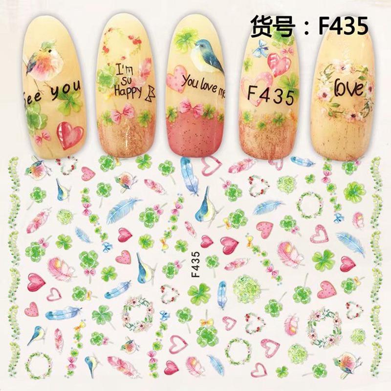 Self Adhesive Flower Unicorn Pattern Nail Art Decorations Stickers And Decals Acrylic Manicure Nails Supplies Tool HQ