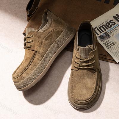 Fashion Suede Leather Men Oxford Shoes British Style Casual Shoes Classic Male Walking Shoes Tenis Masculino Skateboard Footwear
