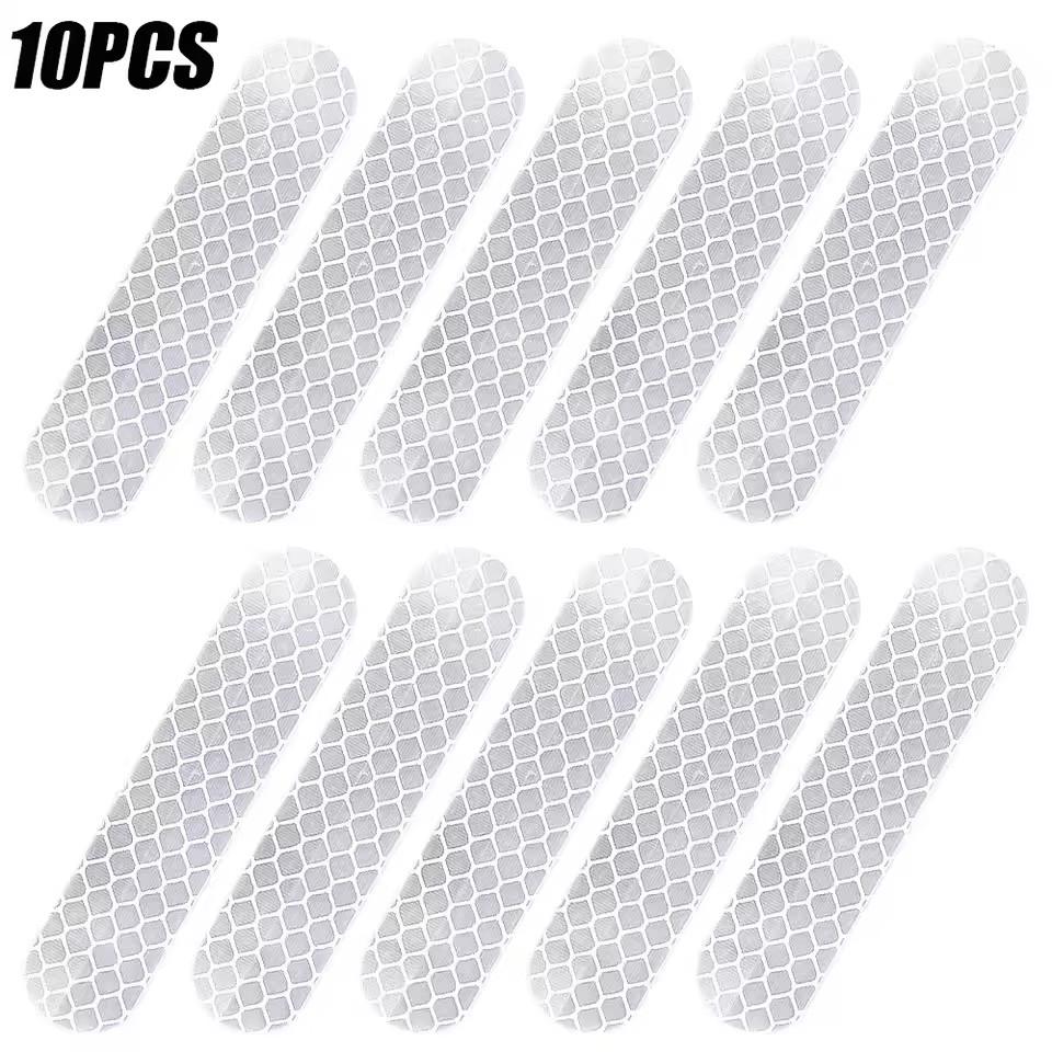 80-10PCS Car Helmet Safety Reflective Warning Stickers High Visibility Reflector Tape for Night Walking Riding Warning Stickers