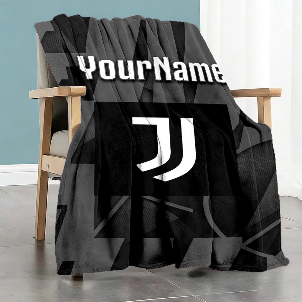 Juventus Personalized Text Blanket Cozy Customizable Blanket Durable Comfort Great for Sofa Living Room Picnics Bed for All Occasions