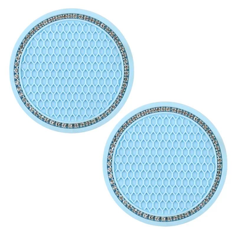 Car Water Cup Pad Holders Non-slip Diamond Rhinestone Rubber Mat for Bottle Holder Coaster Auto Interior Anti-skid Cup Holders