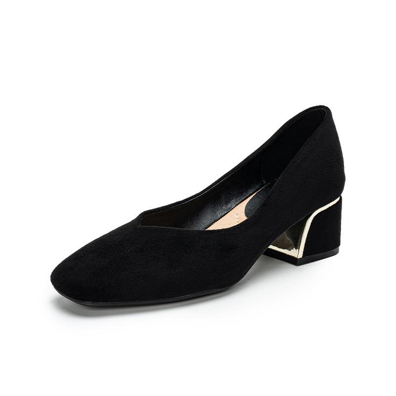 Fashion High Heels Women's Spring Autumn Square Toe Commuting Shoes Fashionable Plus Size High Heels Pumps Comfortable Black Work Shoes