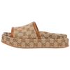 Gucci Slide Slippers Women's Beige & Dark Brown 816797 FAD9C 9745