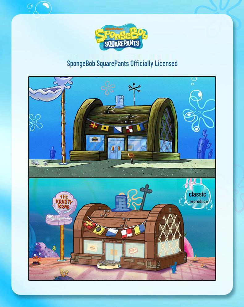 SpongeBob Krusty Krab Building Blocks Kit - Compatible with Lego