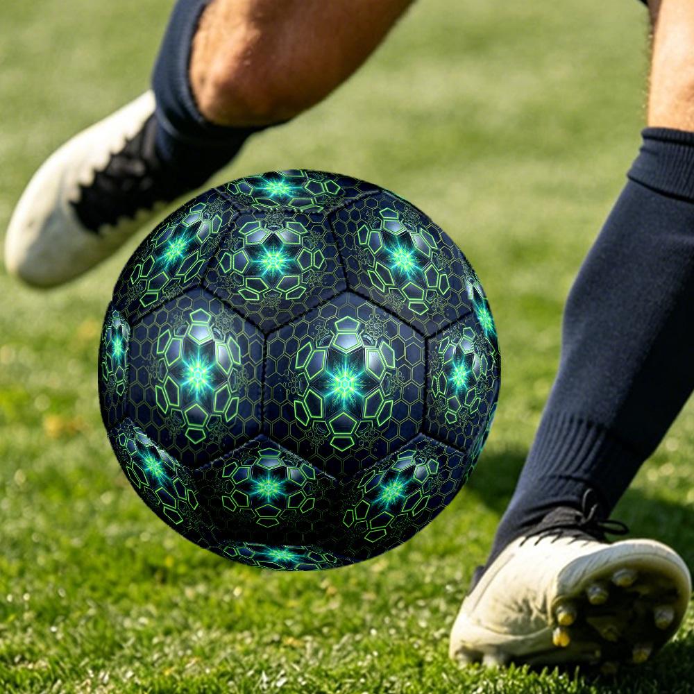 1pc Neon Hexagon Themed Soccer Ball, Size 5, Lightweight PVC Material, Outdoor Training Soccer Ball Gift. q62258