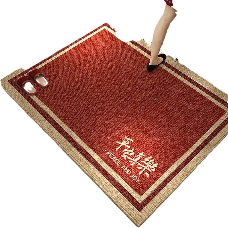 New Year'S Red Entrance Door Floor Mat, Household Entrance Door Floor Mat, Door Non-Slip, Dirt-Resistant And Easy-To-Take-Care Loop Velvet Carpet
