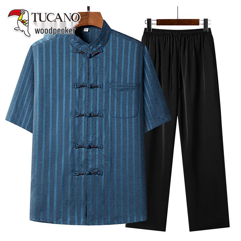 TUCANO Men s Chinese Style Tang Suit Short Sleeve Set 43