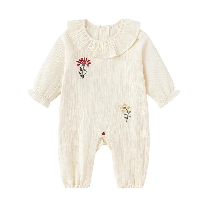 Babylove Girls' Ruffled Collar Cotton Bodysuit