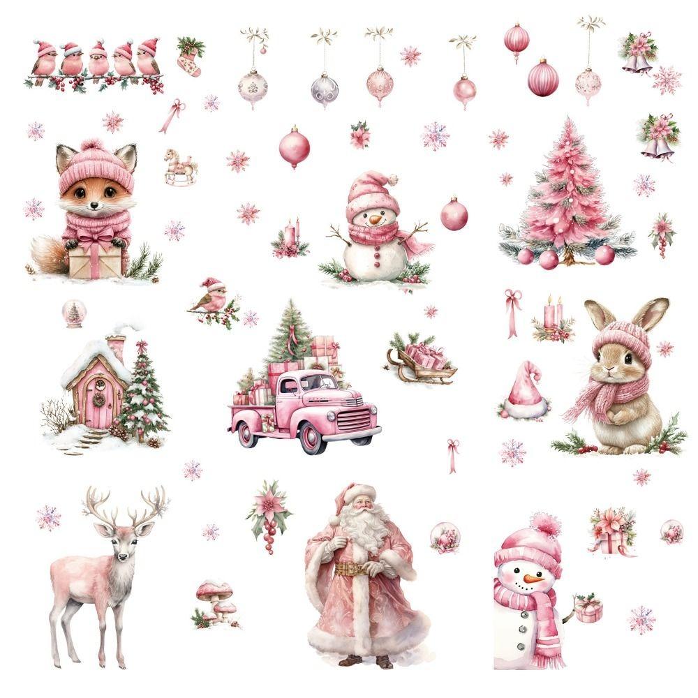 Christmas Tree Santa Claus Glass Mirror Stickers Removable Wall Sticker Christmas Window Stickers
