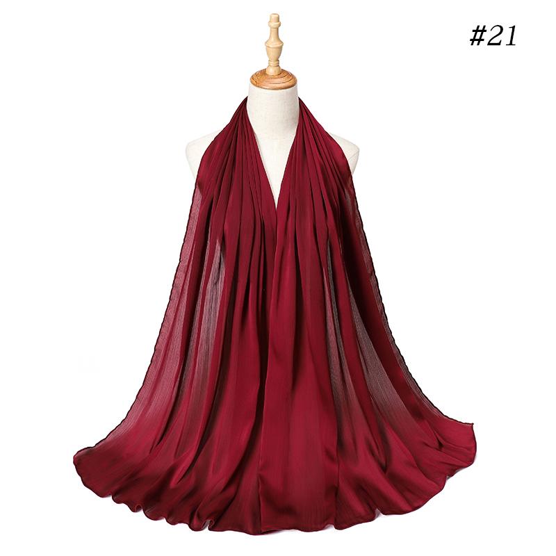 New Arrivals Crinkle Plain Color Satin Crepe Scarf Shawl Wrap Muslim Women Pleated Stain Silk Hijabs