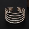 Bridal accessories, temperament full diamond open elastic bracelet multi-row claw chain pearl bracelet