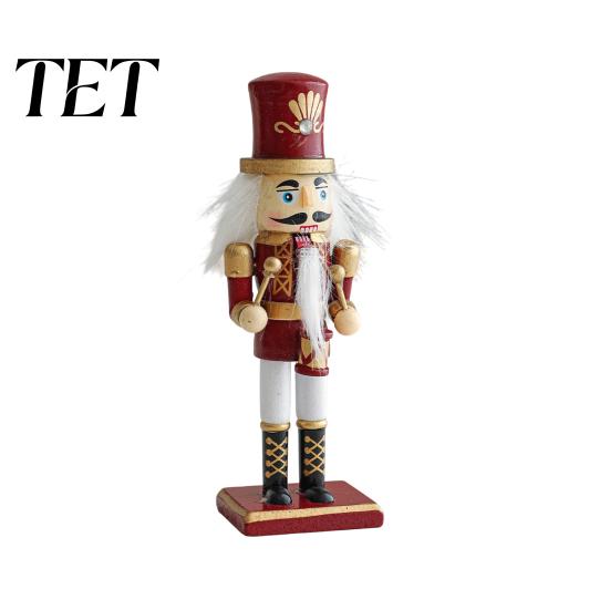 Christmas Fairy Tale Figurine Wooden Nutcracker Soldier Figurine, Handcrafted Solid Wood Tabletop Ornament Vintage for Holiday Desk And Bookshelf