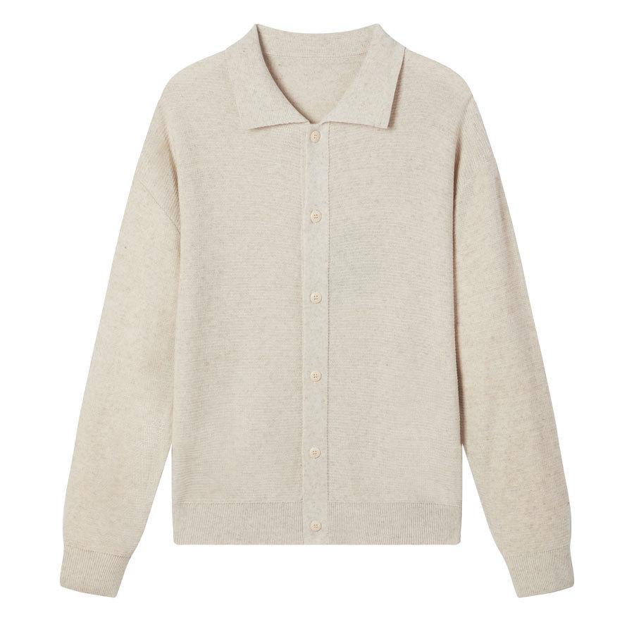 

Vintage Style Lyocell-Linen Blend Lightweight Knit Cardigan L (145-160 lbs) Лляний/білий