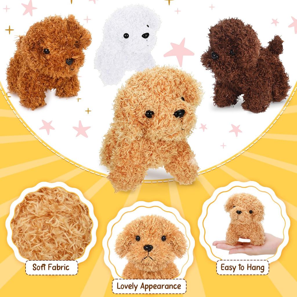 Teddy Dog Plush Toys 4.72 Inch Stuffed Puppy Dogs Mini Plush Dogs for Adopt a Puppy Party Favors Christmas Baby Shower Birthday