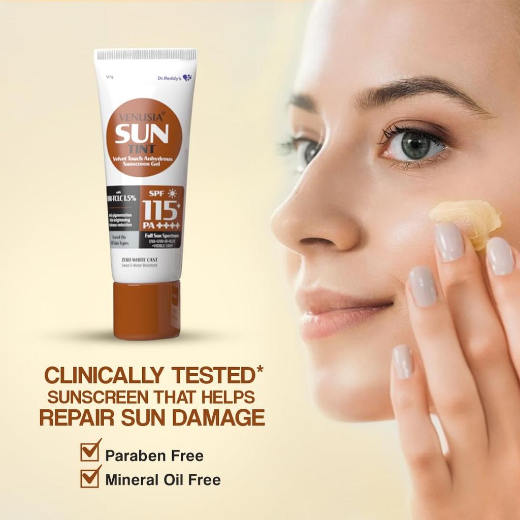Venusia Sun Tint SPF 115 Sonnenschutz mit mattem Finish für die tägliche Sonnenpflege mit universeller Tönung und leichtem Tragegefühl 50 g Packung mit 1 Stück Komfortanwendung